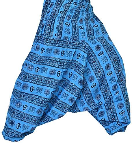 SUKHAM Men's and Women's Cotton Harem Yoga Trousers Baggy Hippie Casual Genie Pants (Multicolour, Free Size)