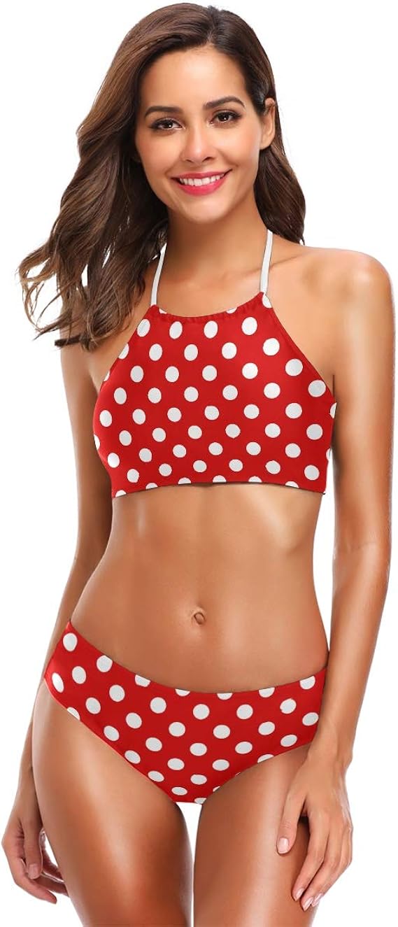 red white polka dot bathing suit