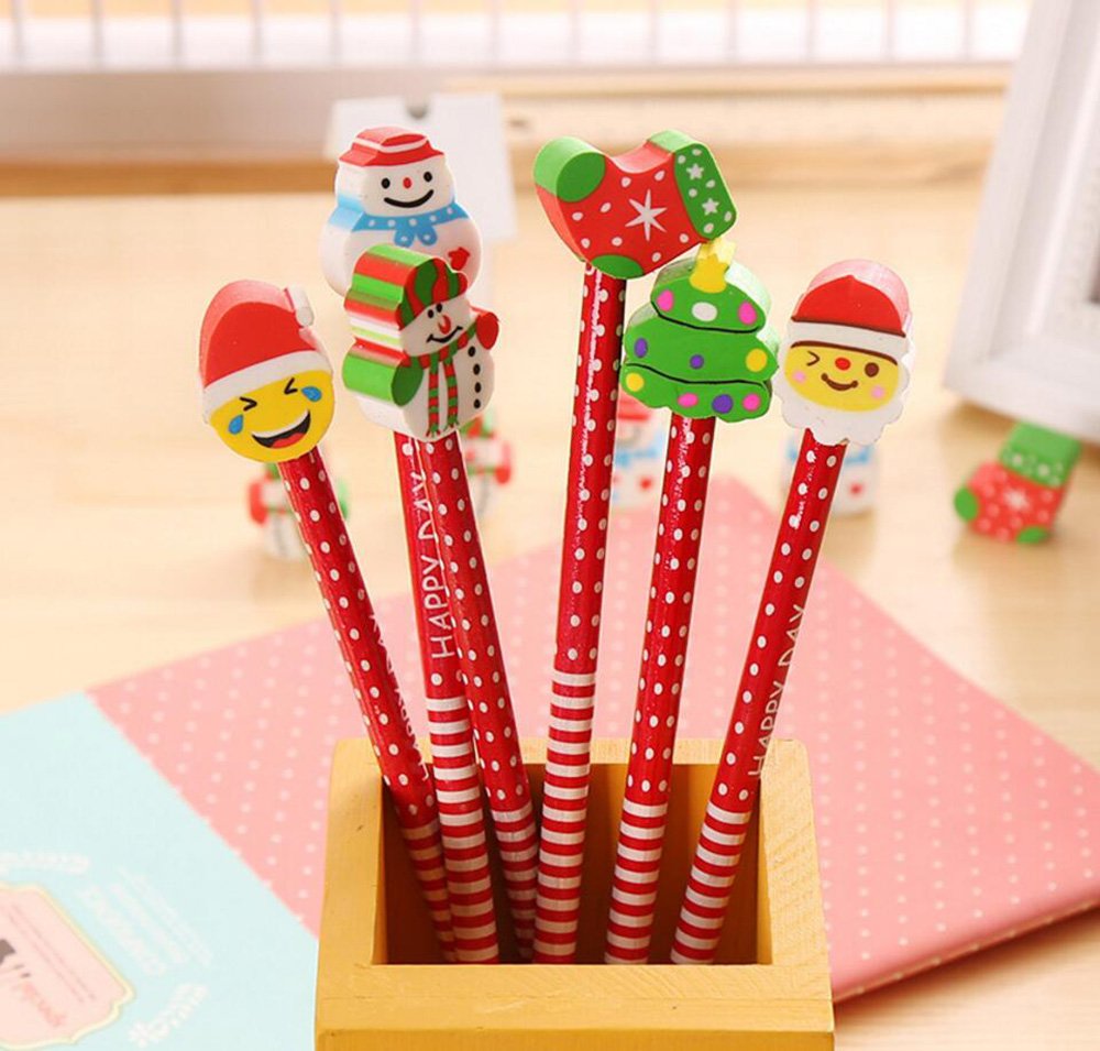 Etmact 40 Pack Assorted Colorful Holiday Christmas Pencil With Eraser