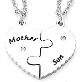 Kivosliviz Mom and Son Necklace Gifts for Women Mothers Heart Necklace Matching Sets Mom and Sons Jewelry Mother and Son Necklace