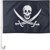 AZ FLAG Pirate Jack Rackham Car Flag 12x18 in Mesh Polyester Suction Cup | Outdoor use Pirates 45x30 cm car flag stitched weather resistant finish with plastic pole