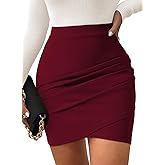Pink Queen High Waisted Mini Skirts for Women Tulip Hem Ruched Asymmetrical Bodycon Pencil Short Skirts Date Night Outfits