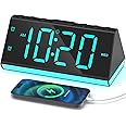 Alarm Clocks for Bedrooms, Digital Kids Alarm Clock Night Light with USB Chargers, Large Number, Dimmer, Dual Alarm, Loud Bedside Clock for Heavy Sleepers Teens Living Room Desk Nightstand, Plug-in