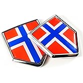 Newperlite Norway Flag Decal Sticker Car Emblem Norwegian Flag Car Decoration Accessories Chrome Shield for Truck Vehicles Cars, 2 Pack