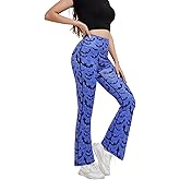 MAX TSOLMON Women's Halloween High Waist Leggings with Bat Pattern, Flared Yoga Pants Horizontal Stripes Tight