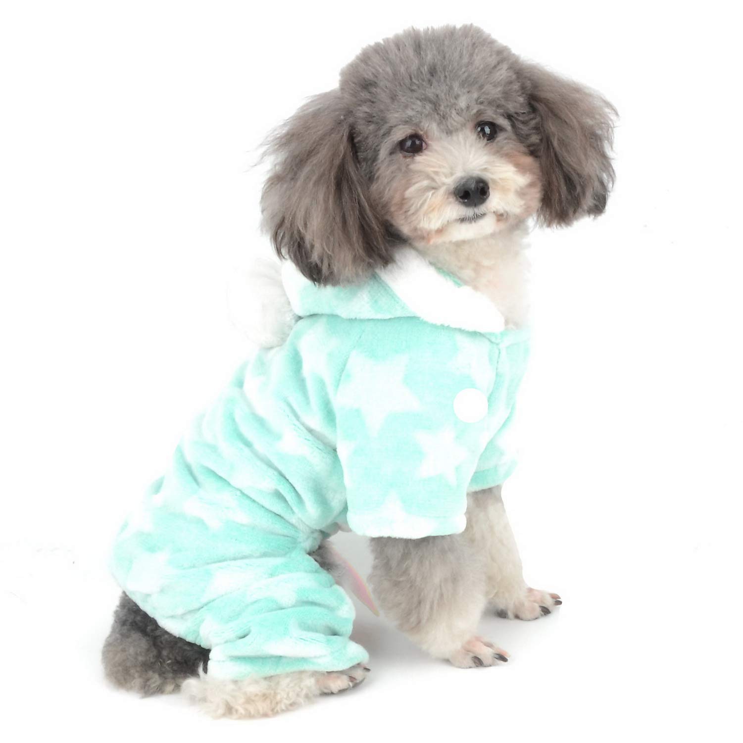 Zunea Small Dog Pyjamas Jumpsuit Puppy Hoodie Coat Clothes for Dogs Girl Boy Winter Warm Pajamas Outfits Overall Jumper Soft Pet Apparel Green XL (Pls Check the Size of Chest and Back Before Order)