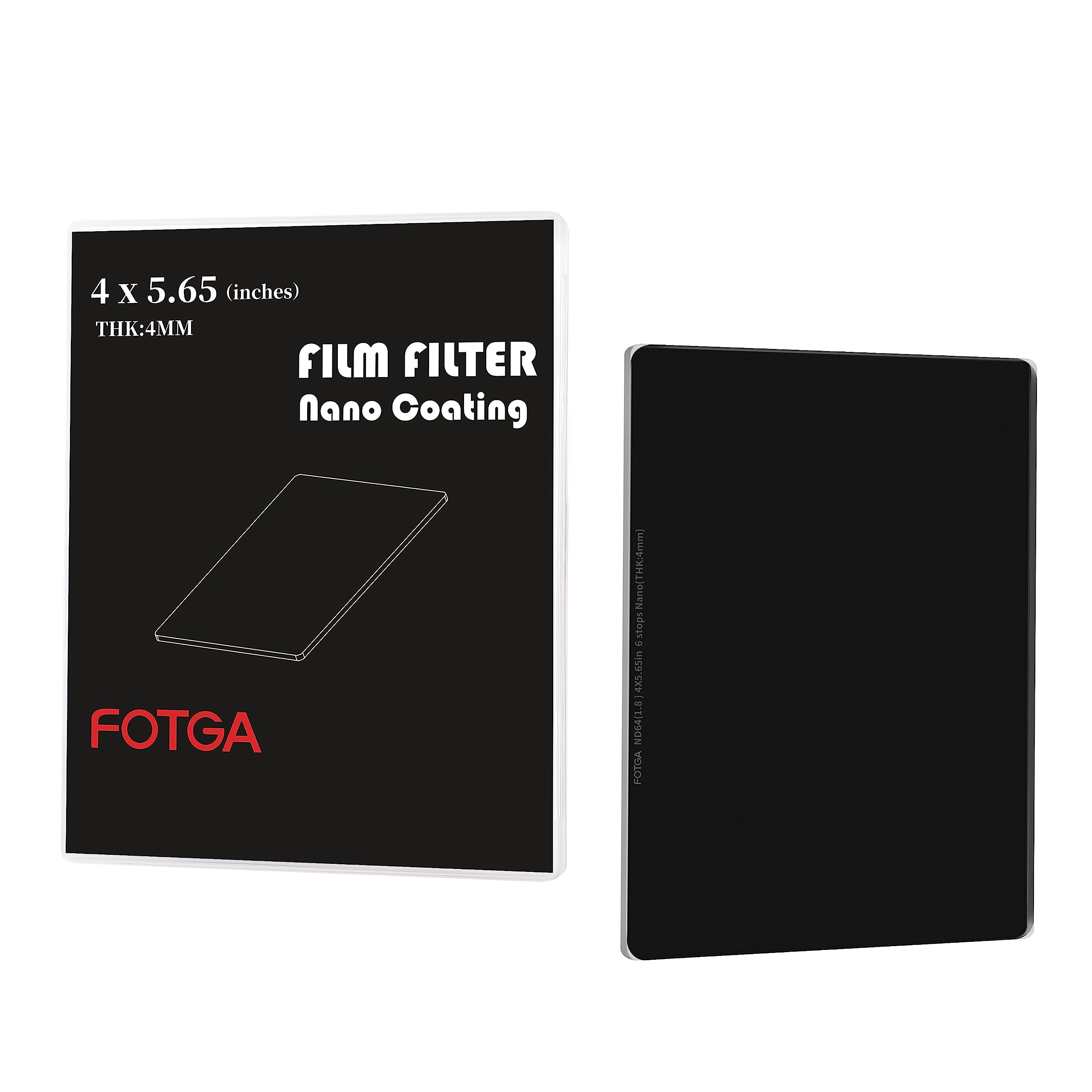 FOTGA Nano 4x5.65" ND64 Neutral Density Filter, Optical Glass ND1.8 (6 Stops) Multi-Layer Coatings MC Cinema Square ND Filter for 4x5.65Inch Matte Box Filter Trays Holder Filmmaking Video Making — image 1