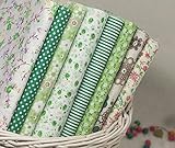 Small Size Cotton Fabric Bundle Quilting DIY Little Flower for Patchwork and Crafts with Size 20 X 25cm Color Green