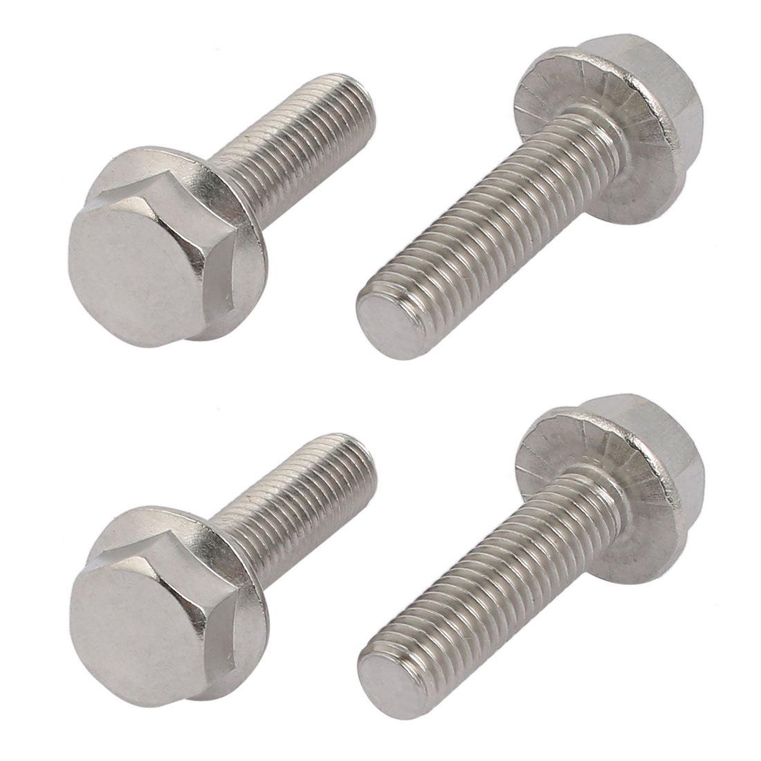 Sourcingmap M8x30mm Thread 304 Stainless Steel Hex Head Serrated Flange Screw Bolt 4pcs