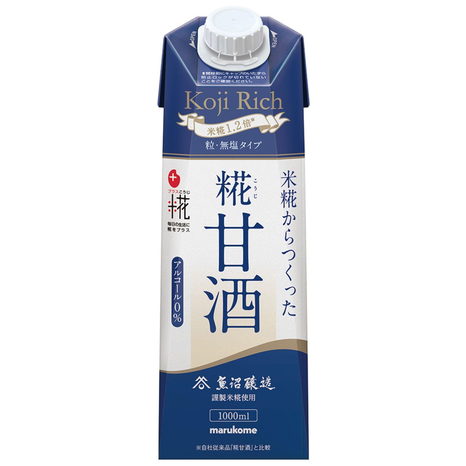 マルコメ プラス糀 米糀からつくった糀甘酒LL 無塩タイプ 糀リッチ粒 1000ml ×6本 あまざけ 無添加 砂糖不使用 アルコールフリー 栄養補給商品画像