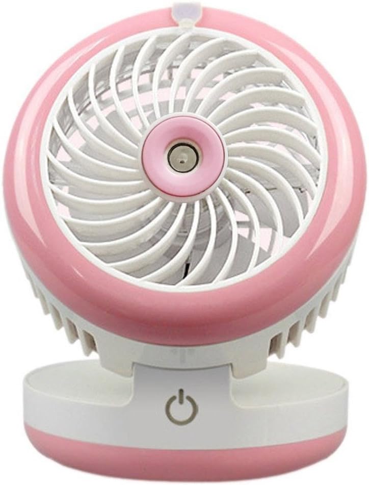 Rorsche Portable Personal Desktop Water Spray Fan Humidifier Rechargeable USB Mini Cooling Misting Fan (Pink)