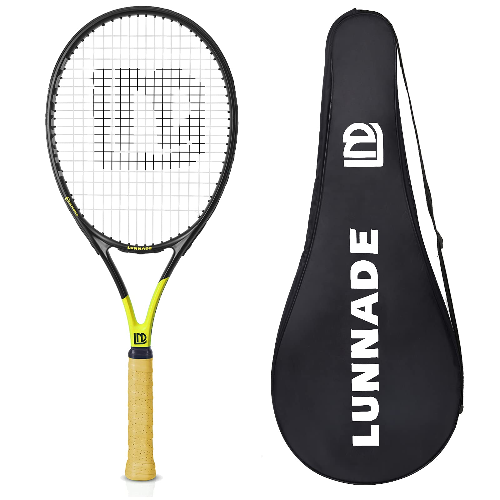 LUNNADE Adults Tennis Racket 27 Inch, Durable Tennis Racquet Light-Weight, Pre-Strung and Regrip, Suitable for Beginners to Intermediate Players