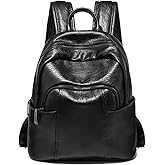 ROUROU Soft Leather Backpack for Women Large Capacity Handbag Fashion Satchel Casual Backpack Lightweight Purse