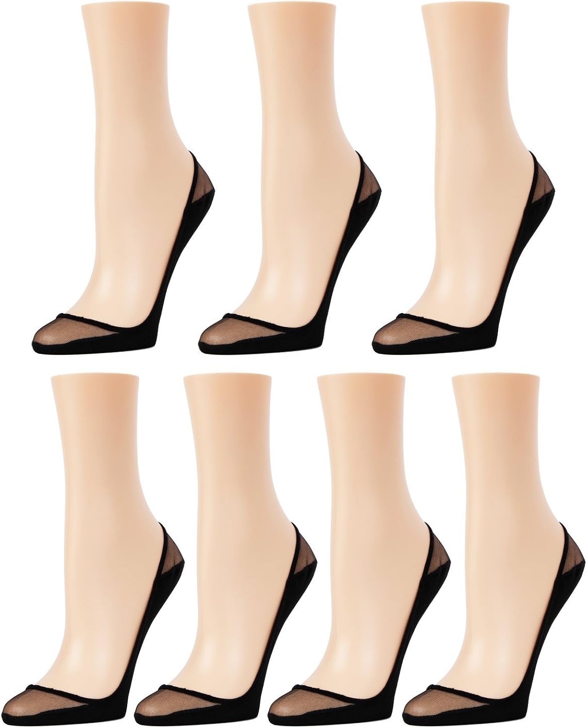 MeMoi Sheer Top Cotton Sole Shoe Liners 7Pak Liner Socks