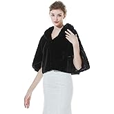 SUFCOMOU Faux Fur Shawl Wrap for Wedding Bolero Winter Cape Coat Cardigan with Dolman Sleeve