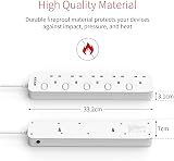 Mscien 5 Way Extension Lead Individual Switches 3M Surge Protector Wall Mount view 5