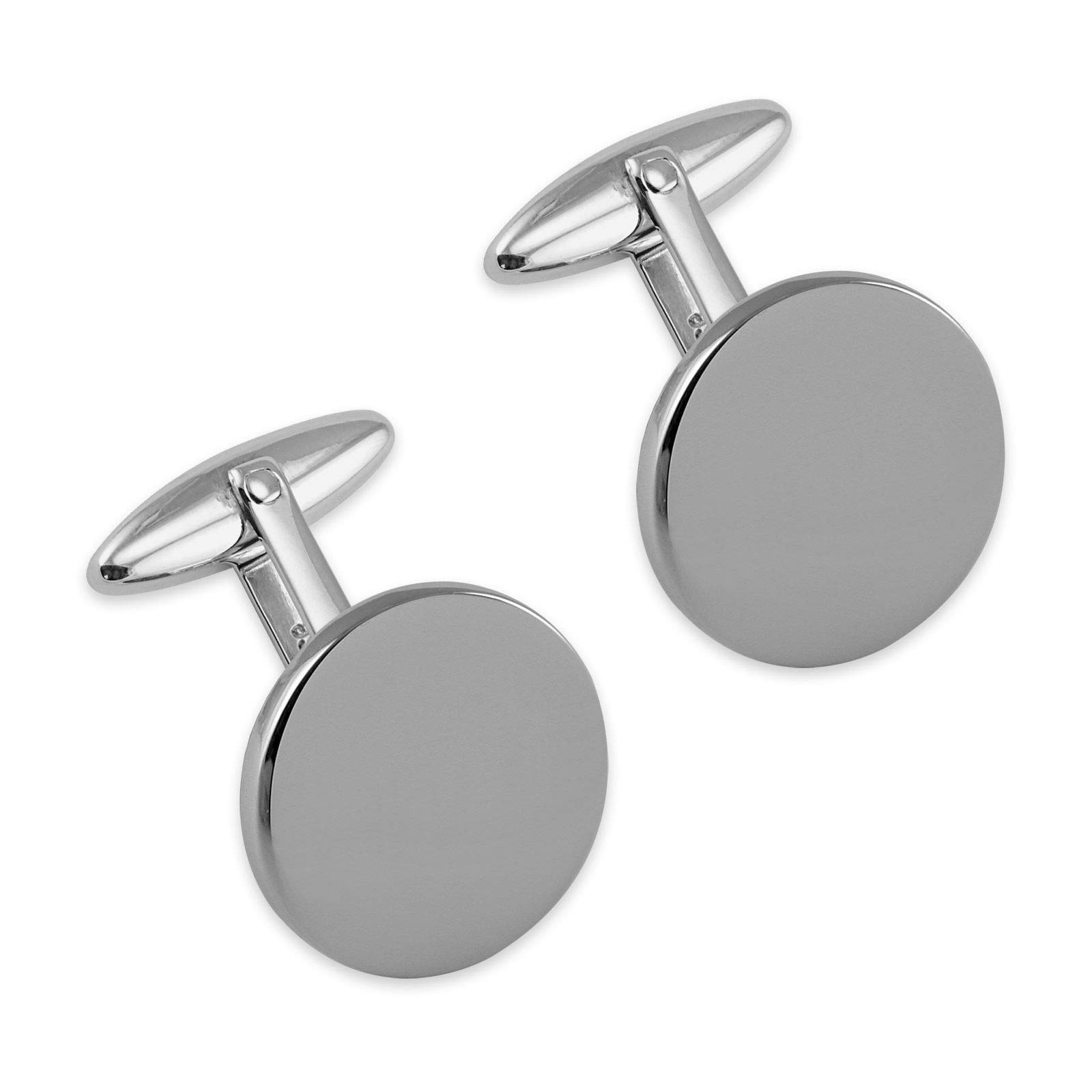 Douglas Pell NEW Sterling Silver Plain Round Cufflinks Boxed