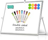 DOLLAR BOSS Double Sided Magnetic Desktop Whiteboard 30x40cm A3 Stand 8 Pens