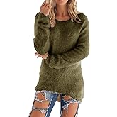 LemonGirl Women's Fashionable Long Sleeve Pullovers Loose Fluffy Fuzzy Jumper Sweater