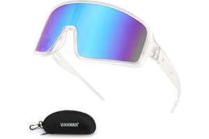 WANWAN Men Women Sports Sunglasses, Baseball Cycling Running Softball 80s 90s Glasses for Youth Adults Visor Shades