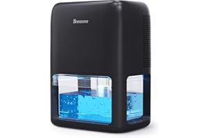 BREEZOME 60 OZ Dehumidifiers for Home, Dual-Semiconductor Quiet Dehumidifier with Timer Auto-Off Sleep Mode 7 Colors Light Portable Small Dehumidifiers for Bathroom, Cloakroom, RV, Black