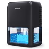 60 OZ Dehumidifiers for Home, Dual-Semiconductor Quiet Dehumidifier with Timer Auto-Off Sleep Mode 7 Colors Light Portable Small Dehumidifiers for Bathroom, Cloakroom, RV, Black