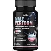 Male Perform - Male Enhancing Supplement for Energy, Stamina, Performance & Vitality, Pills for Men with L-Arginine and Tribulus - Boost Muscle Growth, Size, Strength and Endurance, 60 Tablets
