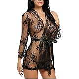 VPASS Lencería Erotica de Mujer, Mujeres Sexy Ropa de Dormir Moda Mujeres Sexy Ropa Interior Camisón Perspectiva de Encaje de lencería Hueca Babydoll Traje Especias Tentación Camisón Pijamas