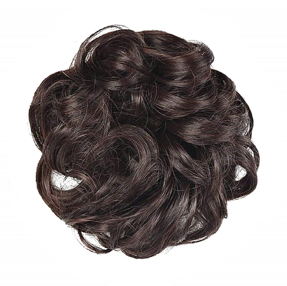 Synthetic hair elastic - chignon effect - hairstyle - hairpieces - hair clips - brown color