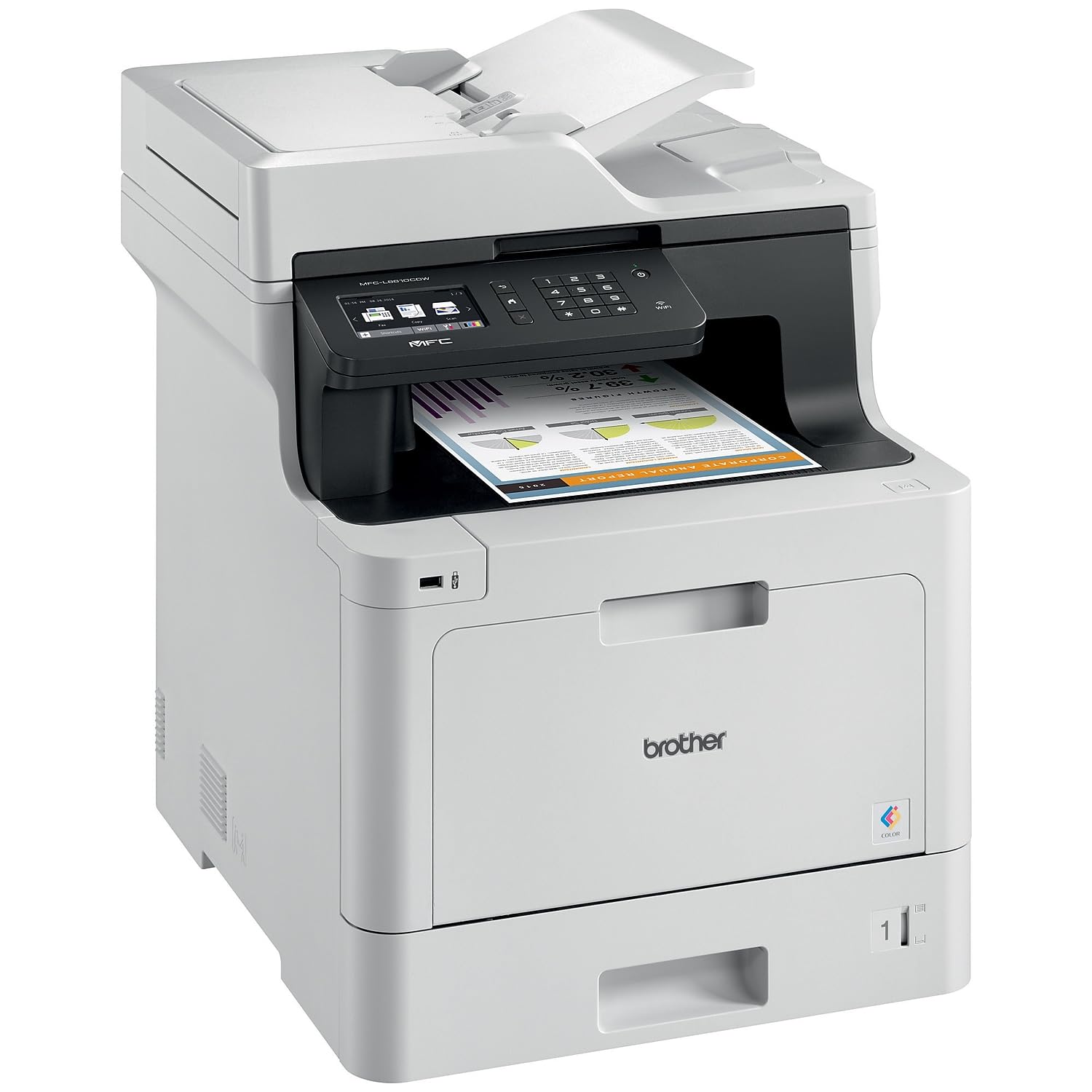 Brother Printer MFCL8610CDW Business Color Laser All-in-One with Duplex Printing and Wireless Networking, White, 21.2