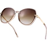 AOURBENE Oversized Butterfly Sunglasses for Women JX2106 | Gold Arms, Brown Lenses, 2026 Trendy Shades, Beach Sun UV Protection, Large Fram, Retro Bold