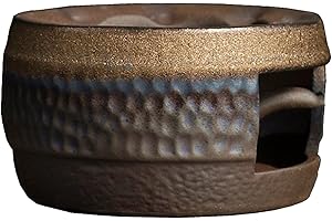 Fenyya Teapot Warmer Matte Classic Retro Ceramic Universal Tea Warmer Stand Set with Candle Holder Japanese Style for Warming Tea, Coffee and Milk etc.