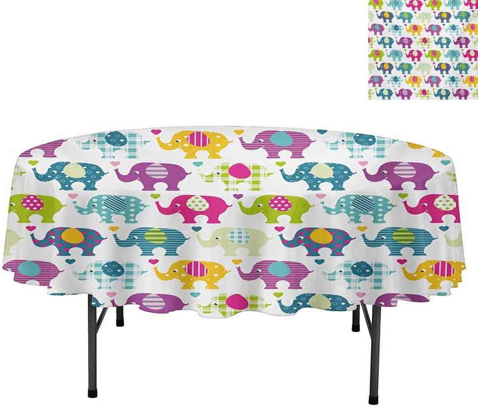 Aishare Store Water Resistance Microfiber Tablecloth, Vivid Colorful Pattern Retro Plaid Tartan Polka Dots HEA, Table Cover for Picnic Dinner Party, Round 36", Multicolor