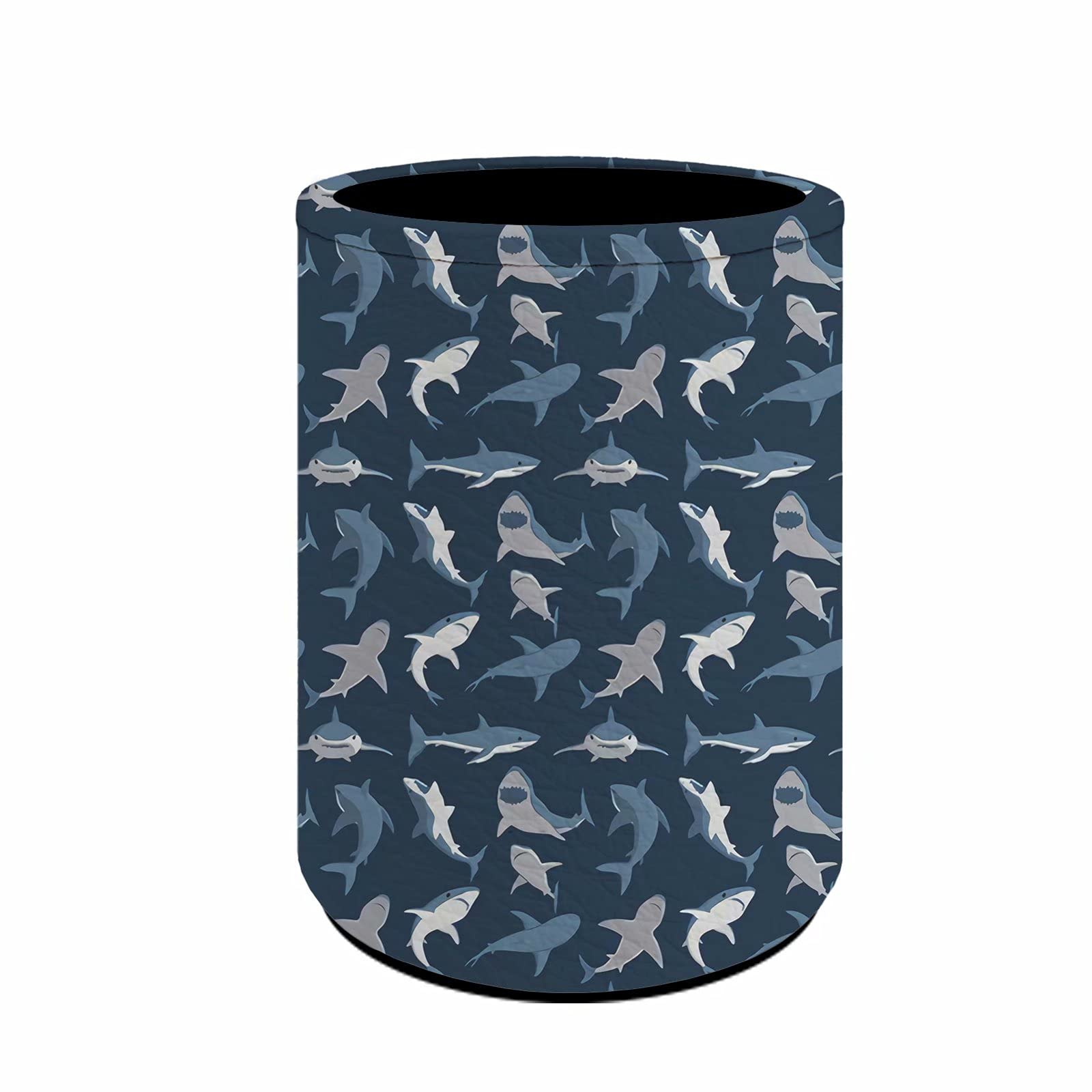 chaqlin Blue Shark Print Pencil Holders,Kids Children School Pen Pot,PU Leather Stationery Desk Organizer Office Pen Holder,Makeup Brush Holder