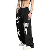 SHENHE Men's Graphic Sweatpants Spiderweb Print Drawstring Low Rise Y2k Pants Streetwear