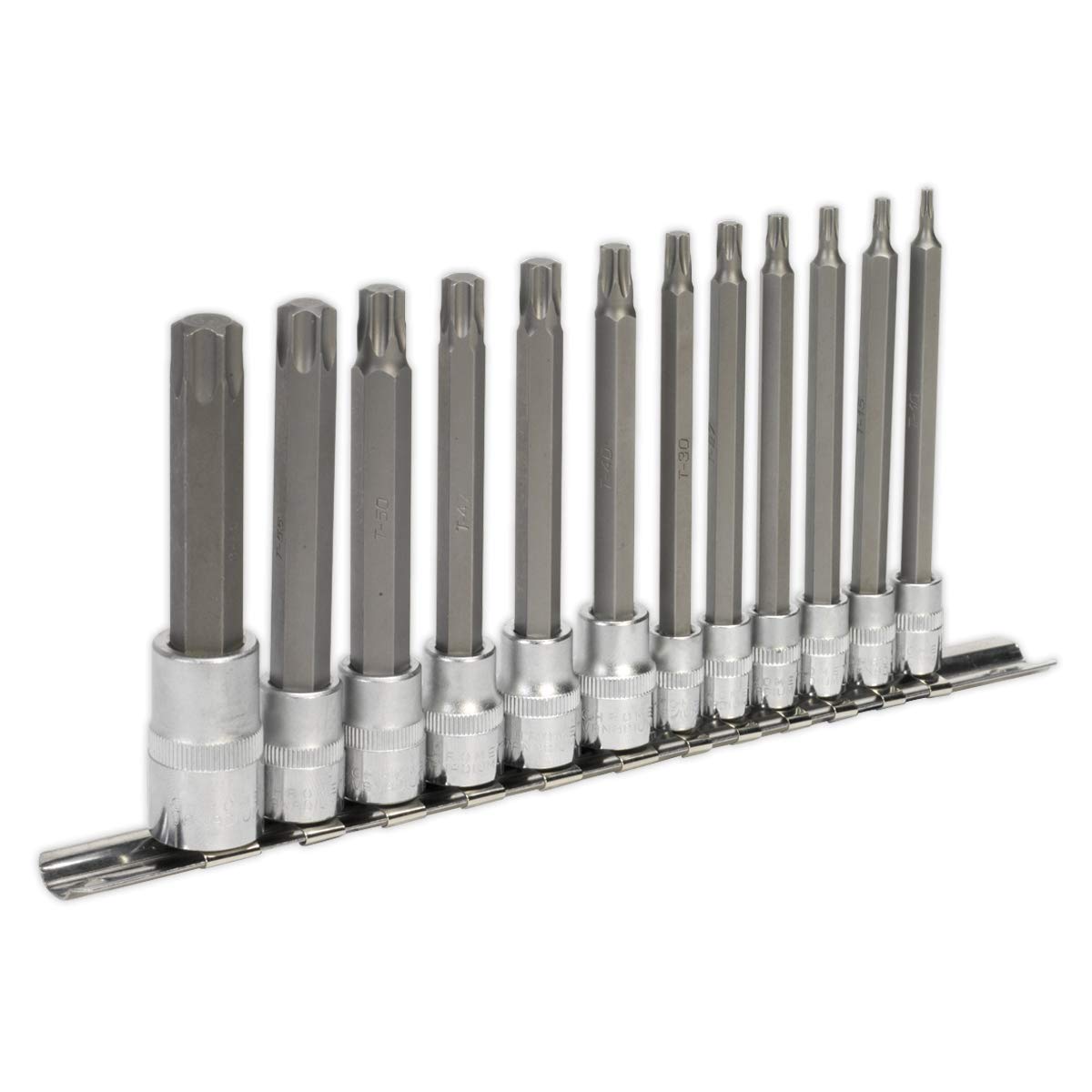 Sealey Ak6221 TRX-Star Socket Bit Set 12Pc 1/4 3/8 and 1/2Sq Drive 100Mm