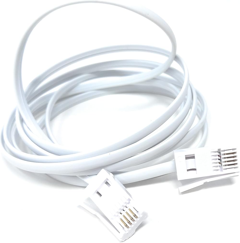 DRUT 2m BT to BT 4 Wire 431A Male to Male Telephone Cable Lead 6.5ft White