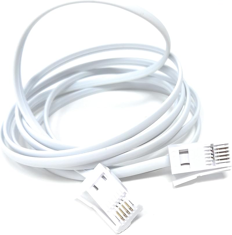 DRUT 2m BT to BT 4 Wire 431A Male to Male Telephone Cable Lead 6.5ft White