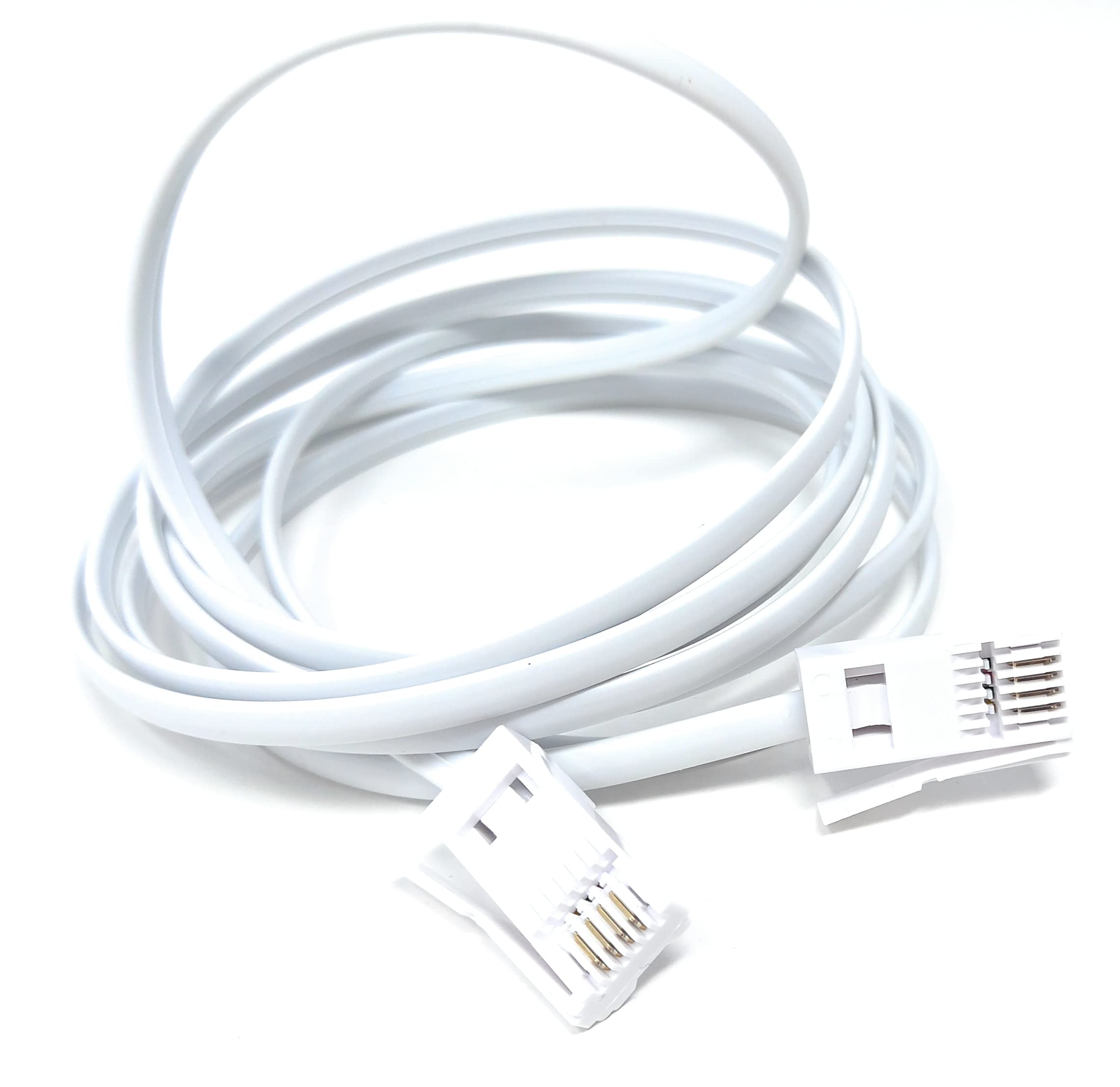 DRUT 2m BT to BT 4 Wire 431A Male to Male Plug Telephone Flat Cable Lead 6.5ft White