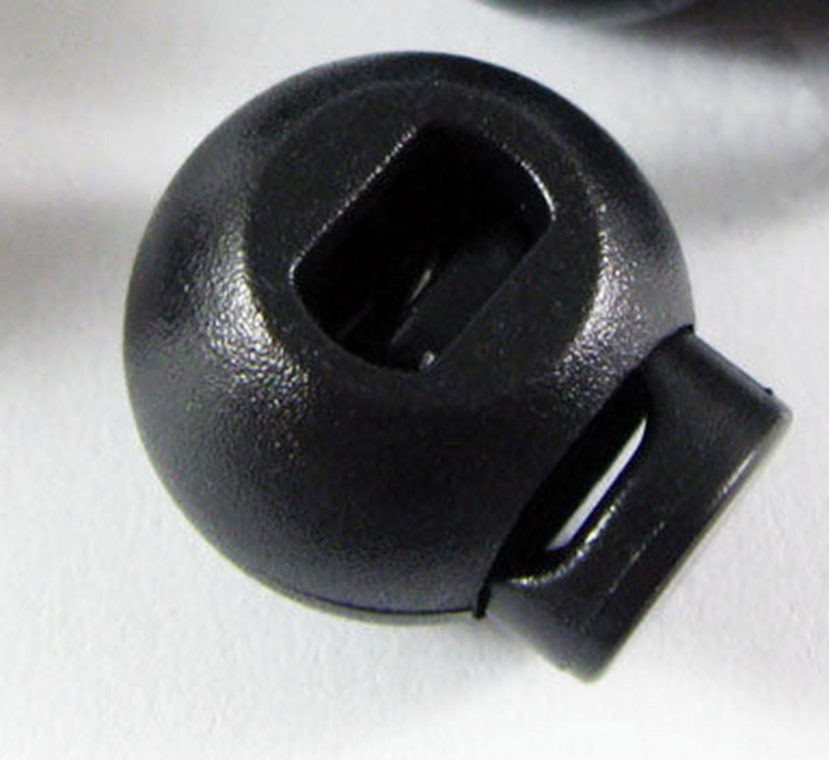 pawong Mini Round Ball Cord Lock Stopper Toggles 1 Hole Slider, 100pcs black plastic