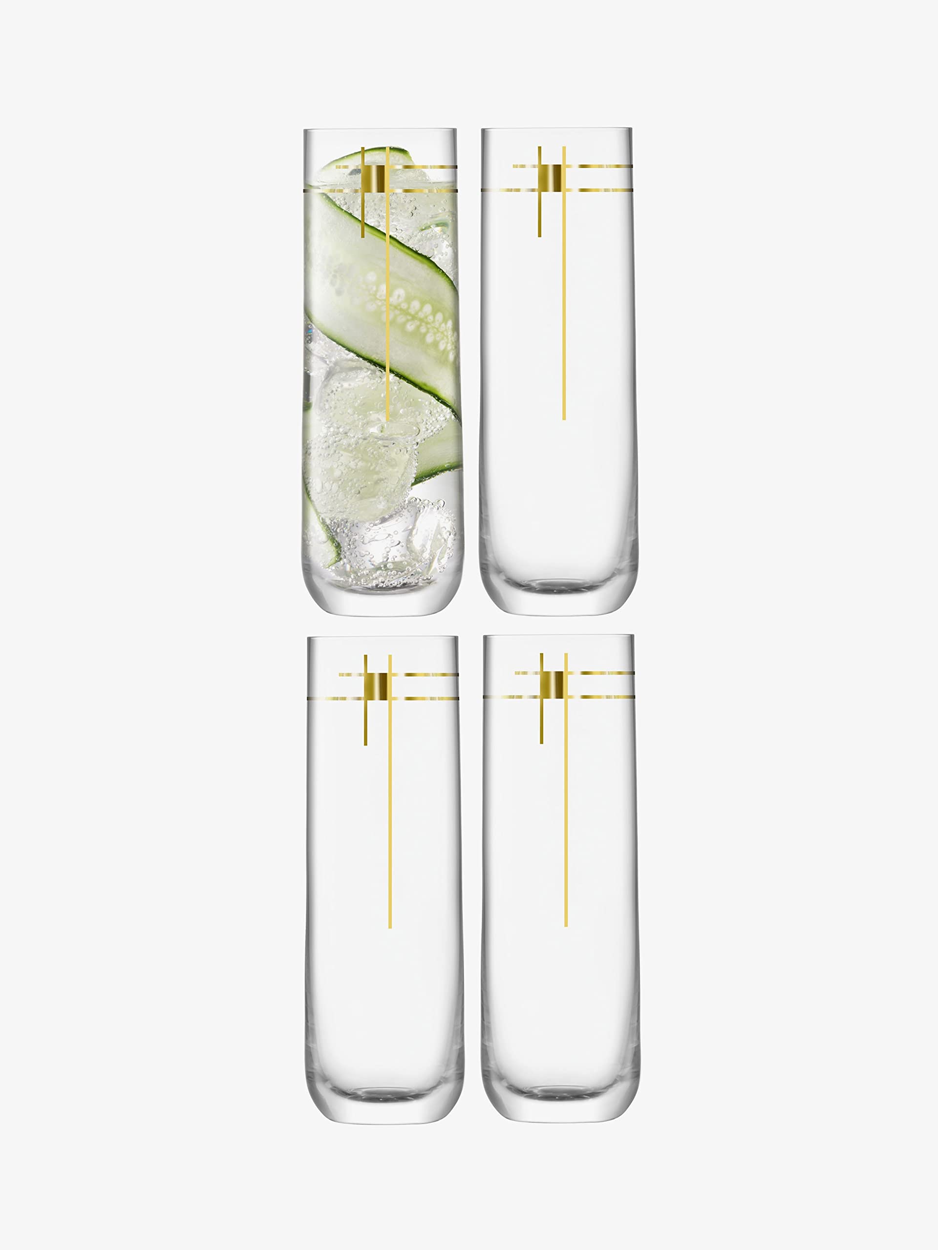 LSA International Century Highball 420ml Gold | Set of 4 | Mouthblown & Handmade Glass | CT11