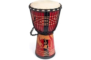 Djembe Drum, AKLOT African Drum Hand-Carved 9.5'' x 20'' Mahogany Goatskin Drumhead for Adults Beginners (Red)