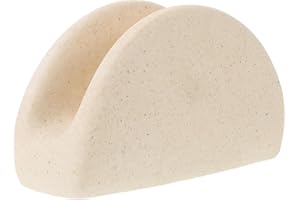 Veemoon Ceramic Napkin Holder Upright for Table with Weighted Base, Multi-Purpose Beige Stand for Dining