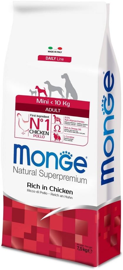 MONGE NATURAL SUPERPREMIUM Dog Mini Chicken Food Dry Dog Premium, No Colour, 7.5 kg (Pack of 1)
