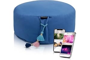 NOLAVA DESIGNS NOLAVA Round Zafu Meditation Cushion 15"x 6" - Natural Buckwheat Yoga Bolster Pillow or Buddhist Seat for Floor Meditation Compatible with Nolava App - 100% Cotton - Mindfully Calming Colors, Unisex