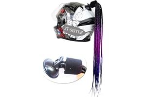 3T-SISTER Helmet Pigtails Gradient Ramp Helmet Braids Ponytail Helmet Hair with Suction Cup for Motor Bike 1PCS 24inch (Helmet not Included)