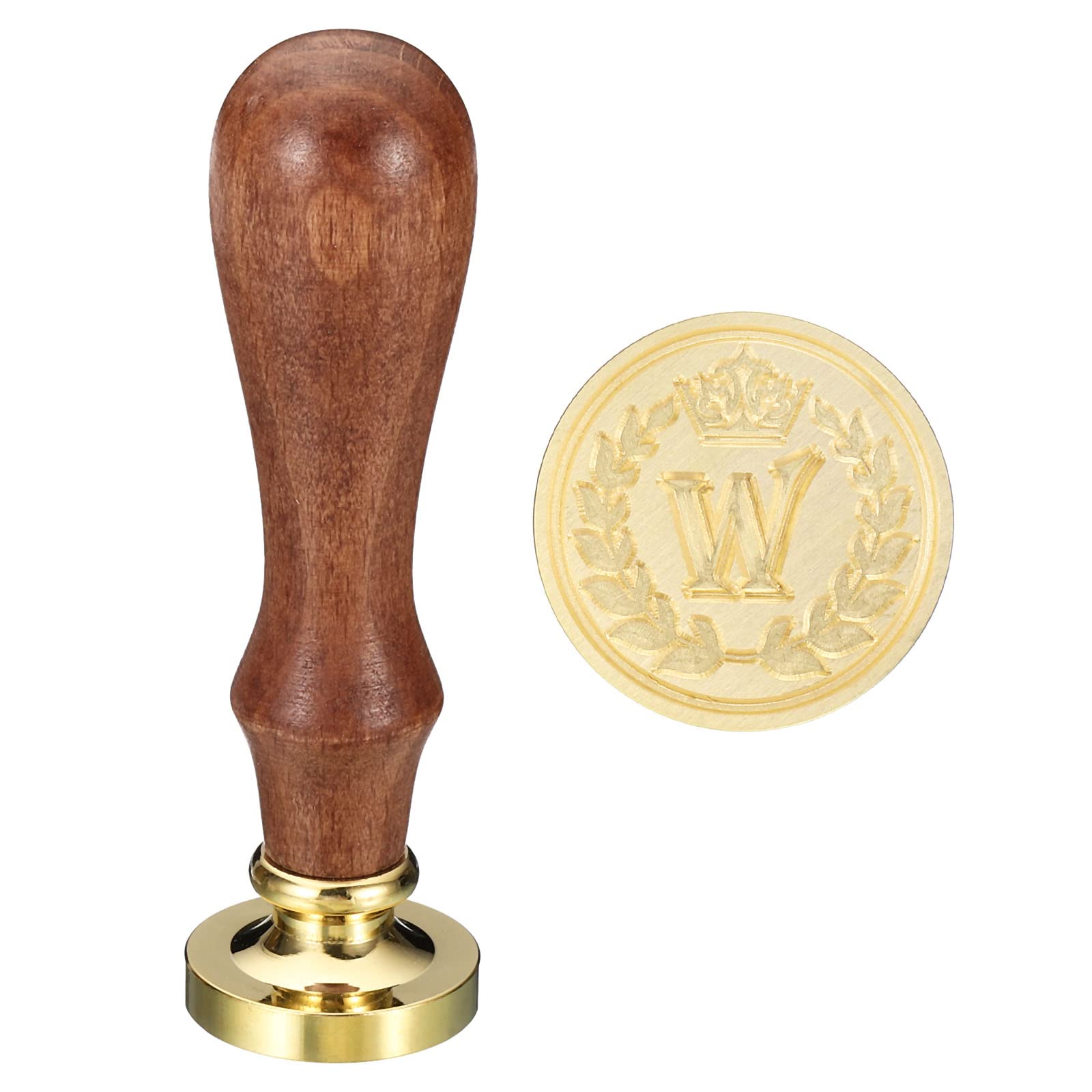 PATIKIL Alphabet W Wax Seal Stamp, Initial Letter Sealing Wax Stamp Classic Retro Removable Brass Head Wooden Handle for Envelope Invitation Cards, Style 4