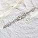 E-Clover Bridal Crystal Rhinestone Wedding Dress Sash Belt With Ribbon (Ivory)