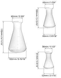 QWORK Erlenmeyer Flask, 3 Pack Clear Scale Plastic