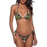 Camo American Flag Women Two Piece Swimsuit Sexy Swimwear Halter String Triangle Bikini Sets